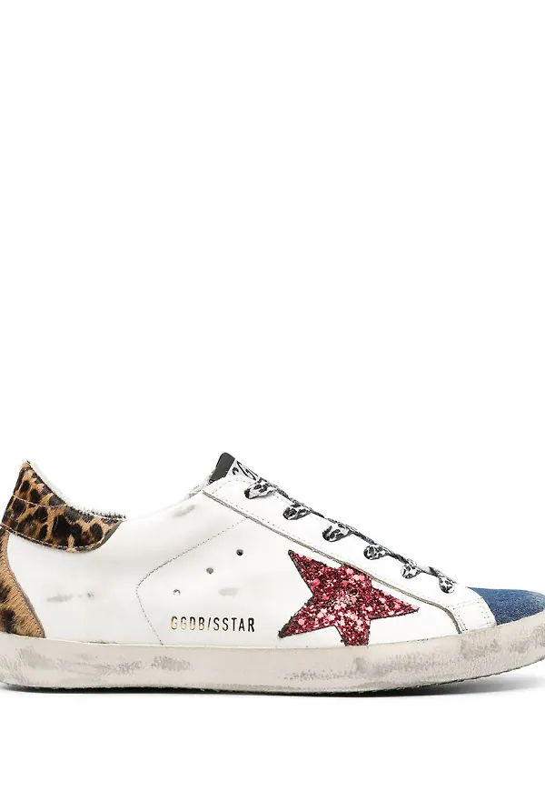 Golden Goose Super-Star leopardmönstrade sneakers - Vit