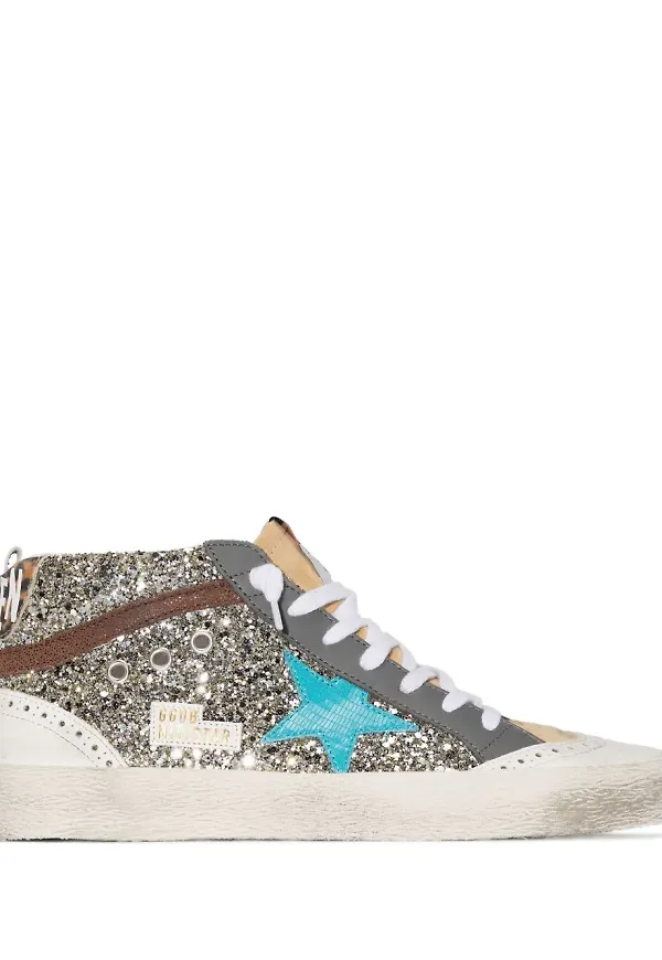 Golden Goose Super Star glittriga träningsskor - Silverfärgad
