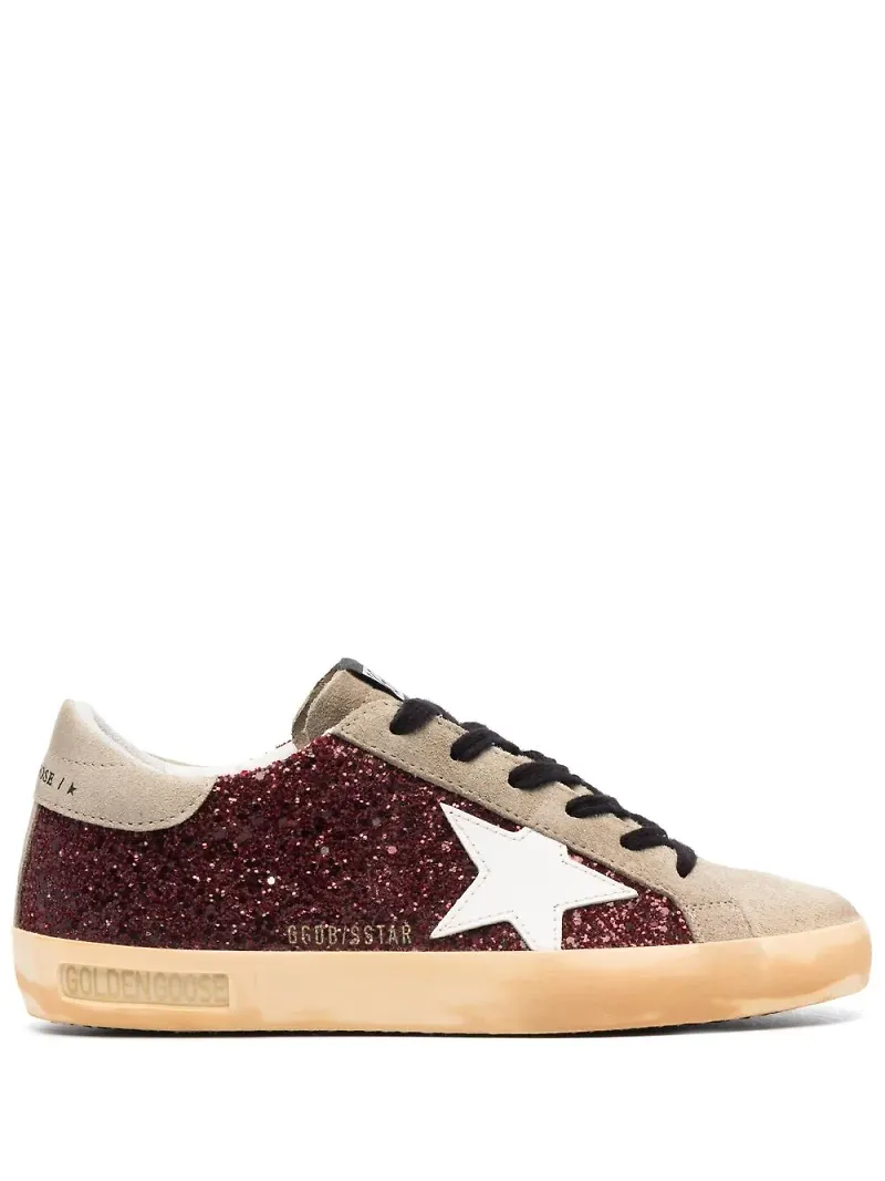 Golden Goose Superstar glittriga sneakers - Röd