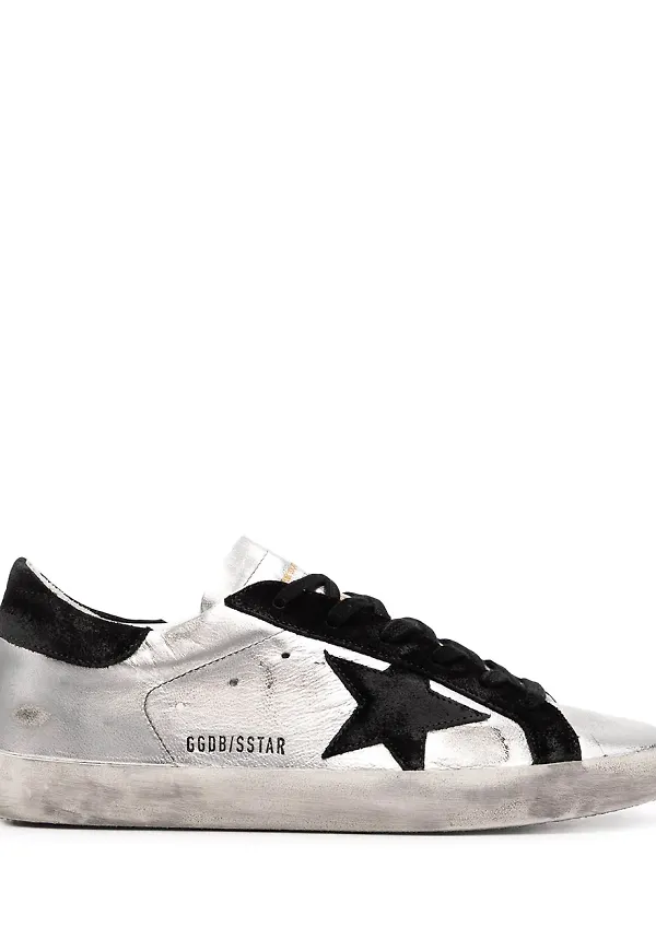 Golden Goose Superstar lädersneakers - Silverfärgad
