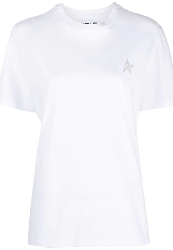 Golden Goose t-shirt med glitter-logotyp - Vit