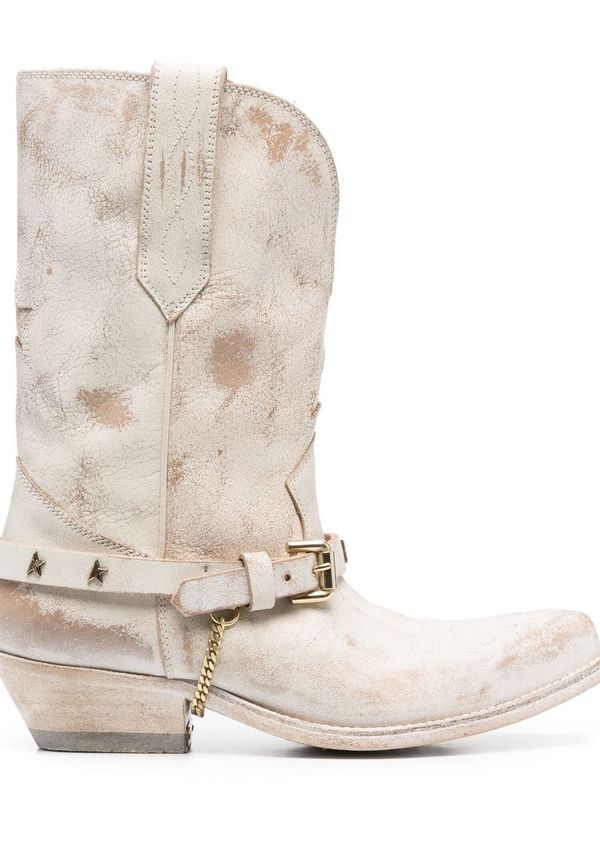 Golden Goose Wish Star läderstövlar - Vit