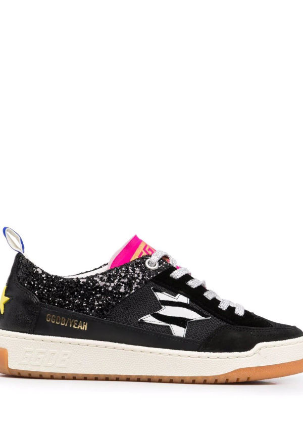 Golden Goose Yeah zebramönstrade sneakers - Svart