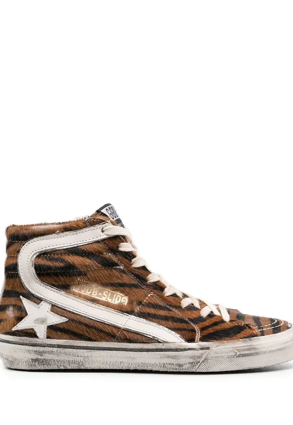 Golden Goose zebramönstrade höga sneakers - Brun