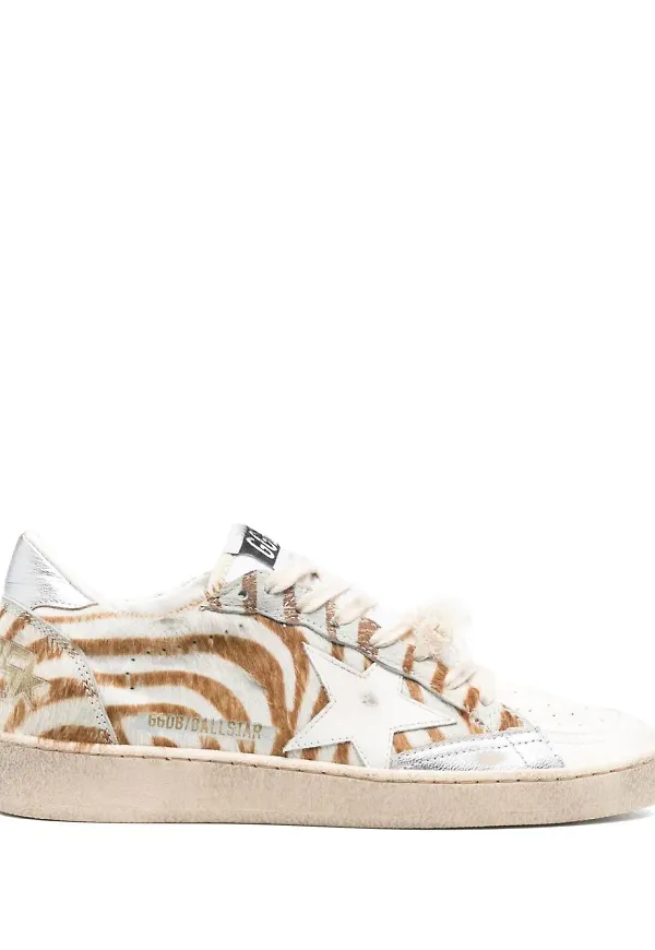 Golden Goose zebramönstrade låga sneakers - Vit