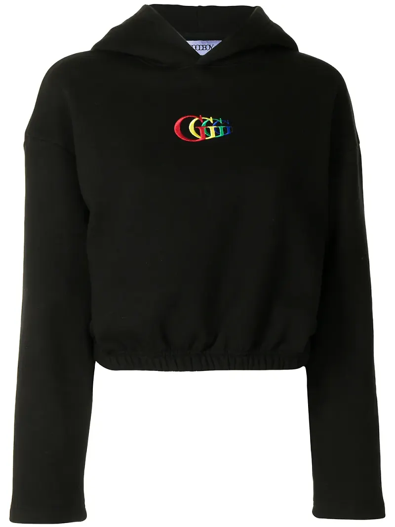goodboy kort hoodie med broderad logotyp - Svart