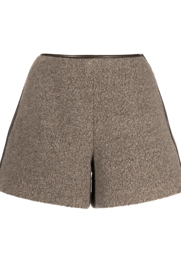 GOODIOUS fårskinnsshorts i ullblandning - Brun