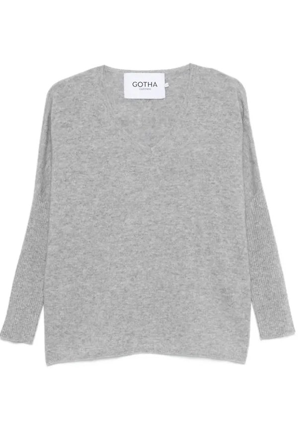 Gotha v-ringad tröja - Grå
