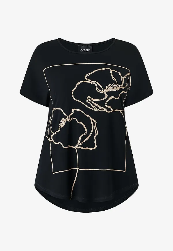 Gozzip - Kortärmad topp GGitte T-shirt with print - Svart