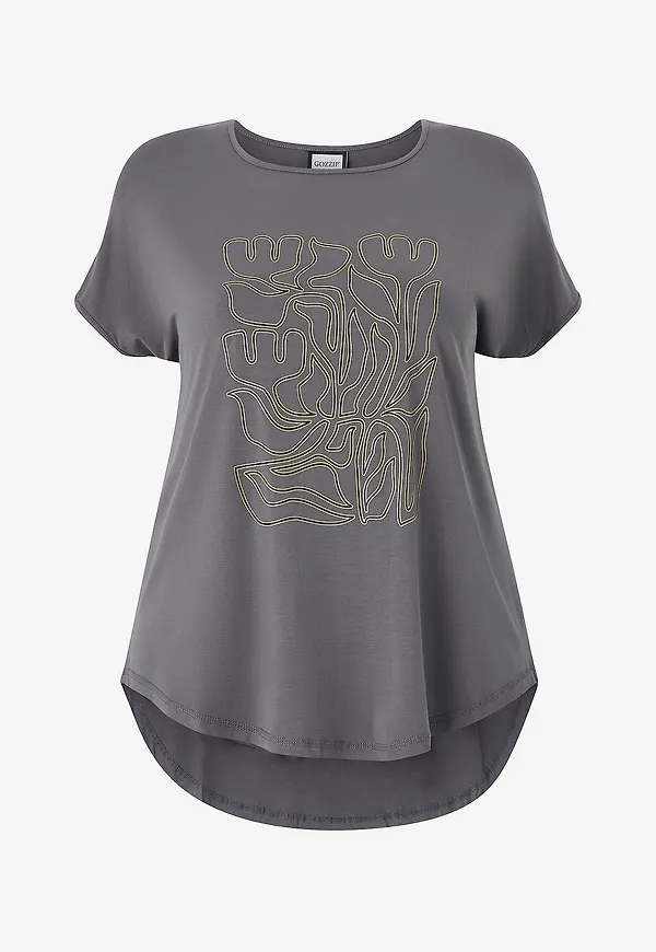 Gozzip - T-shirt gGitte With Print - Grå