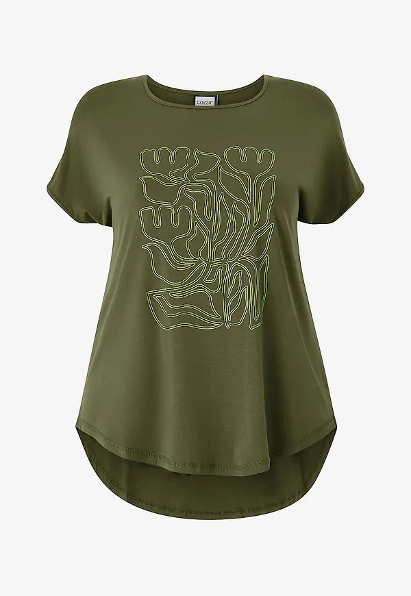 Gozzip - T-shirt gGitte With Print - Grön