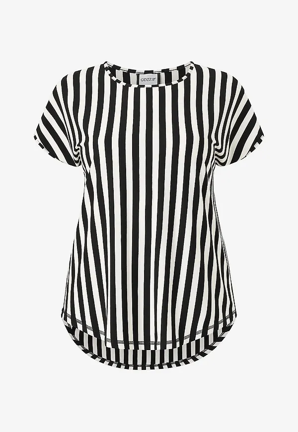 Gozzip - Topp GGitte T-shirt striped - Svart