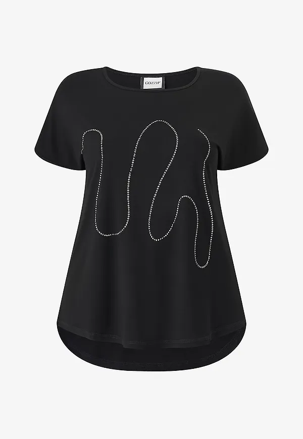 Gozzip - Topp GGitte T-shirt with print - Svart