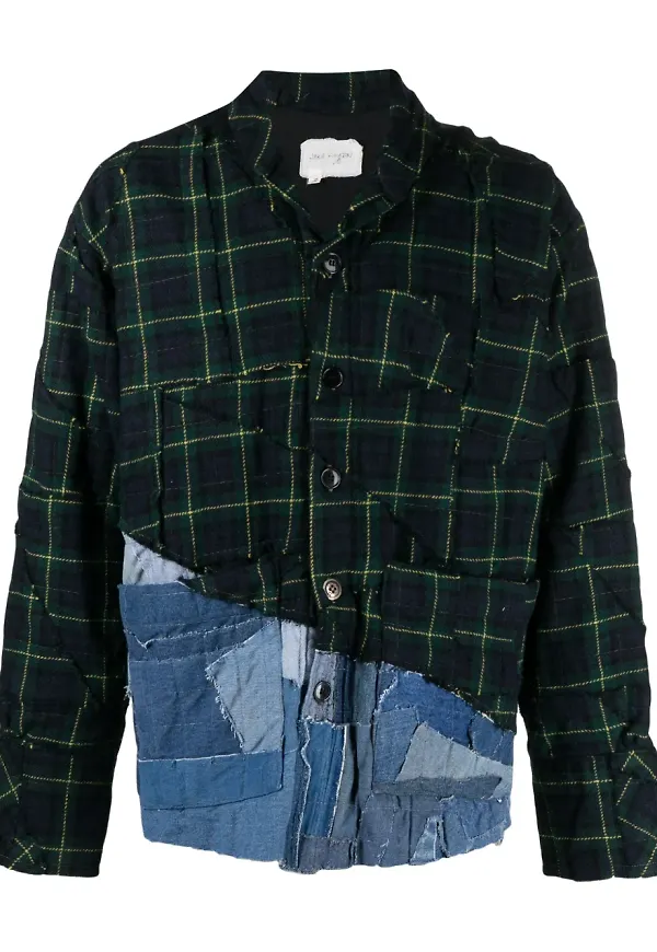 Greg Lauren bomullsjacka med lappdesign - Grön