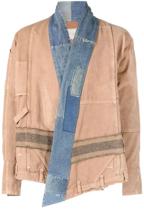 Greg Lauren jacka med lappdesign - Brun