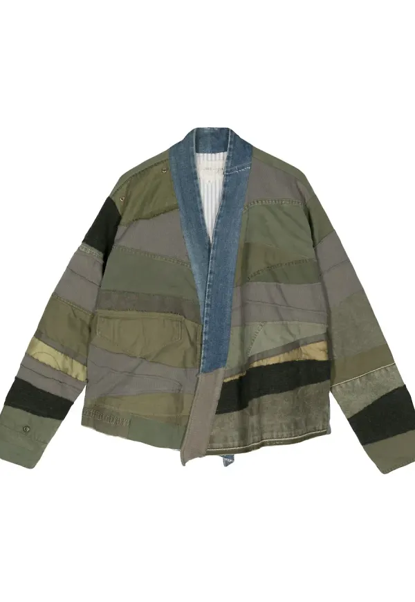 Greg Lauren jacka med lappdesign - Grön