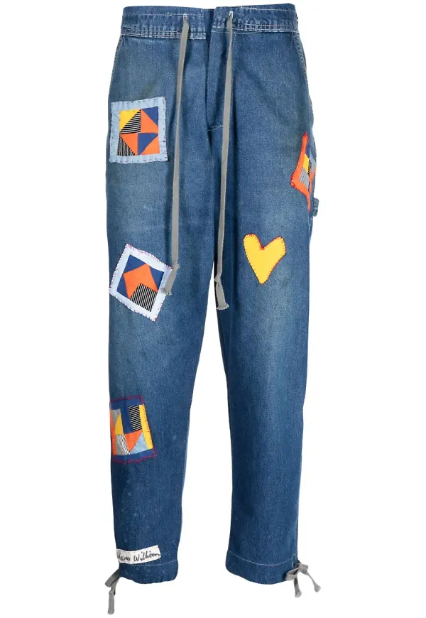 Greg Lauren shorts med dragsko - Blå
