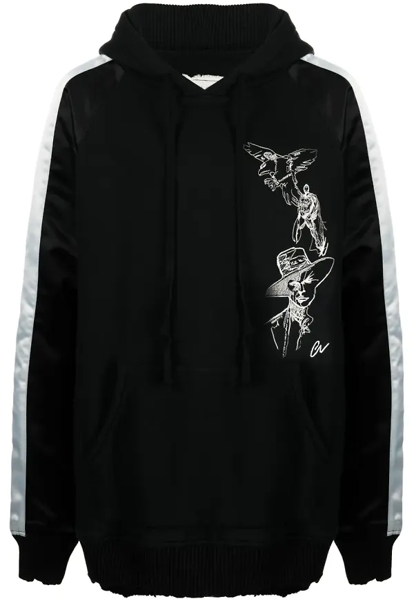 Greg Lauren Souvenir broderad hoodie - Svart