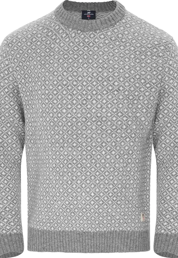 Gridarmor Men's Heavy Knit Wool Sweater Grey Melange