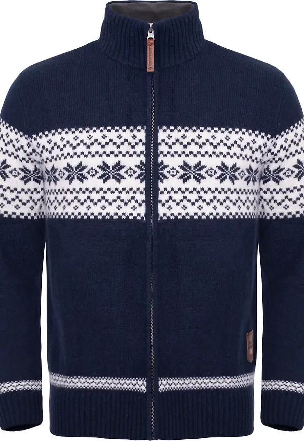 Gridarmor Men's Snøstjerne Full Zip Ullgenser Navy Blazer