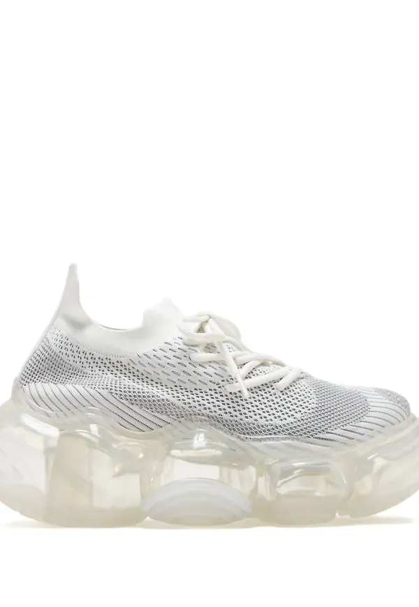 GROUNDS Moopie stickade sneakers med bubbelsula - Vit