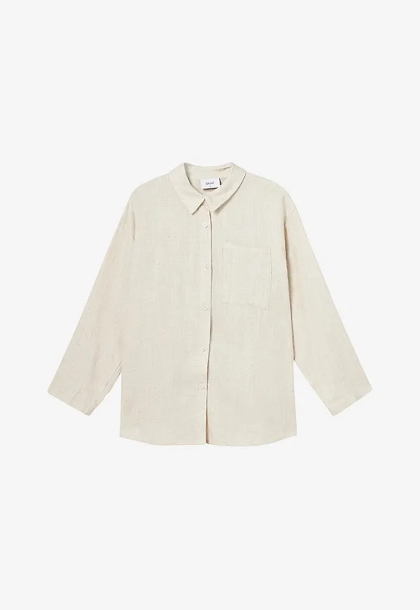 Grunt - Skjorta Latti LS Linen Shirt - Beige