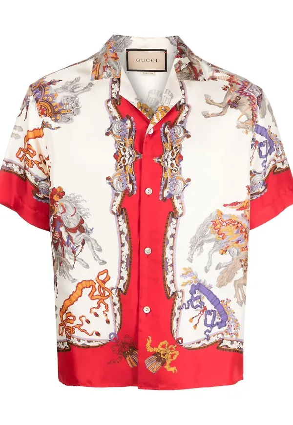 Gucci Aloha silk bowling shirt - Neutral