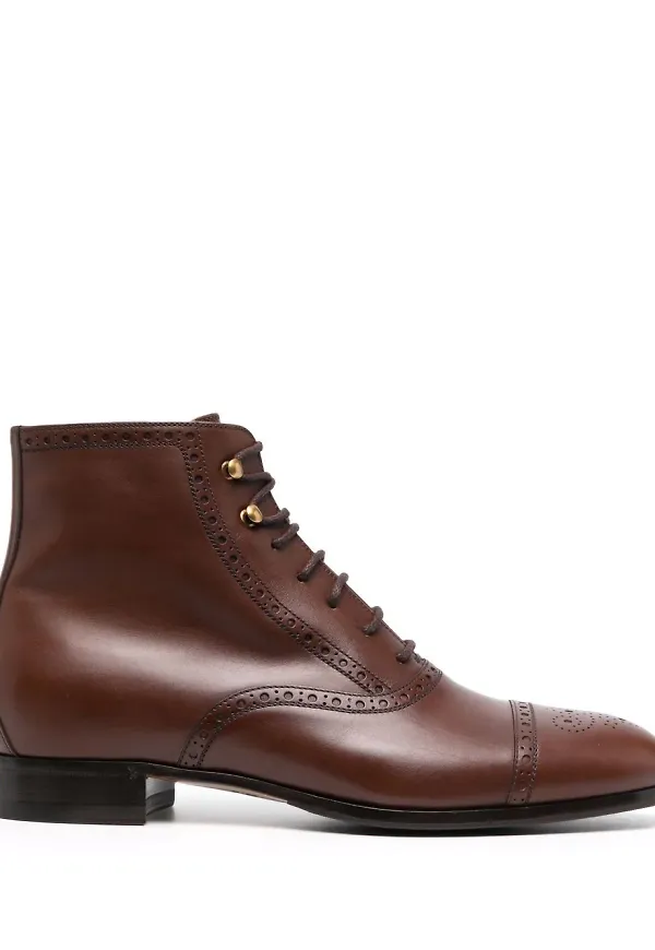 Gucci ankelboots med Brogue-detalj - Brun