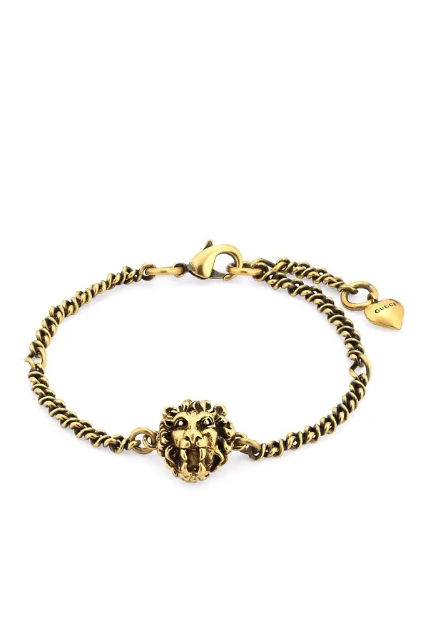 Gucci armband med lejonhuvud - Guldfärgad