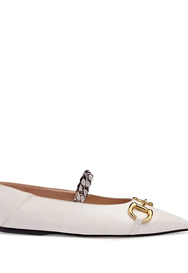 Gucci ballerinaskor med bettdetalj - Vit