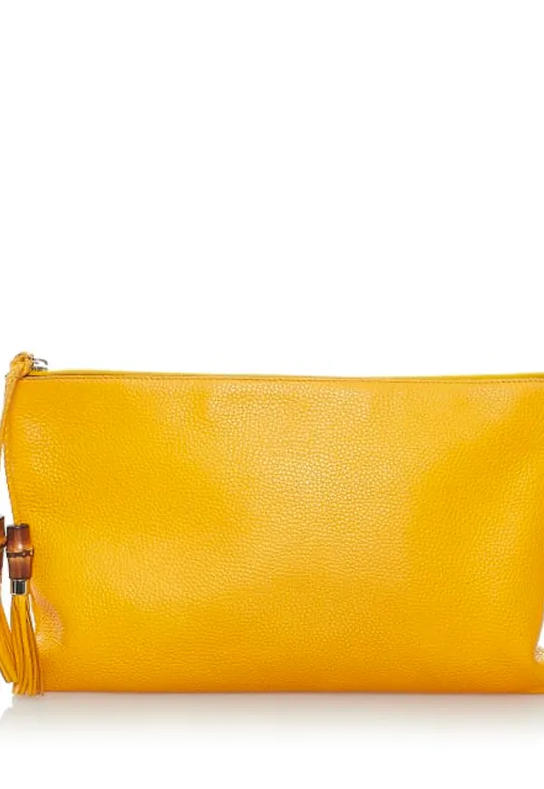 Gucci Bamboo Leather Clutch Bag