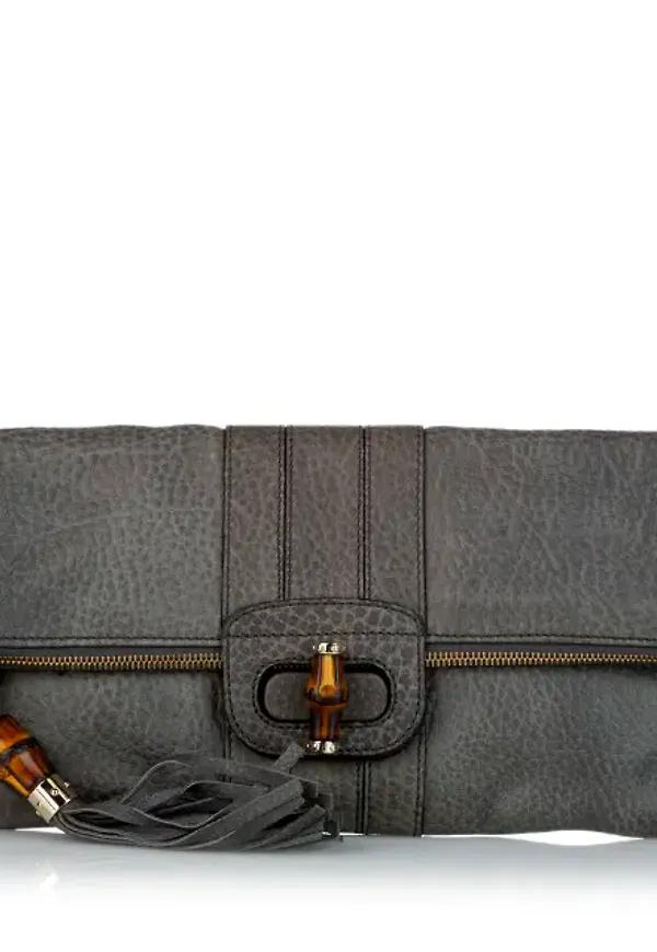 Gucci Bamboo Lucy Leather Clutch Bag