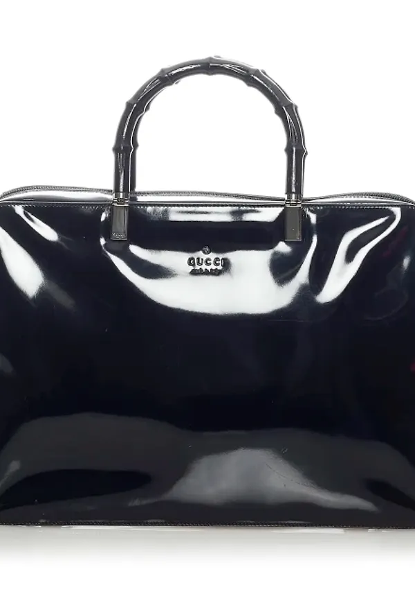 Gucci Bamboo Patent Leather Satchel