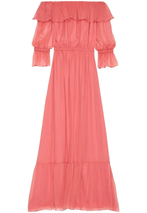 Gucci baraxlad chiffongklänning - Rosa