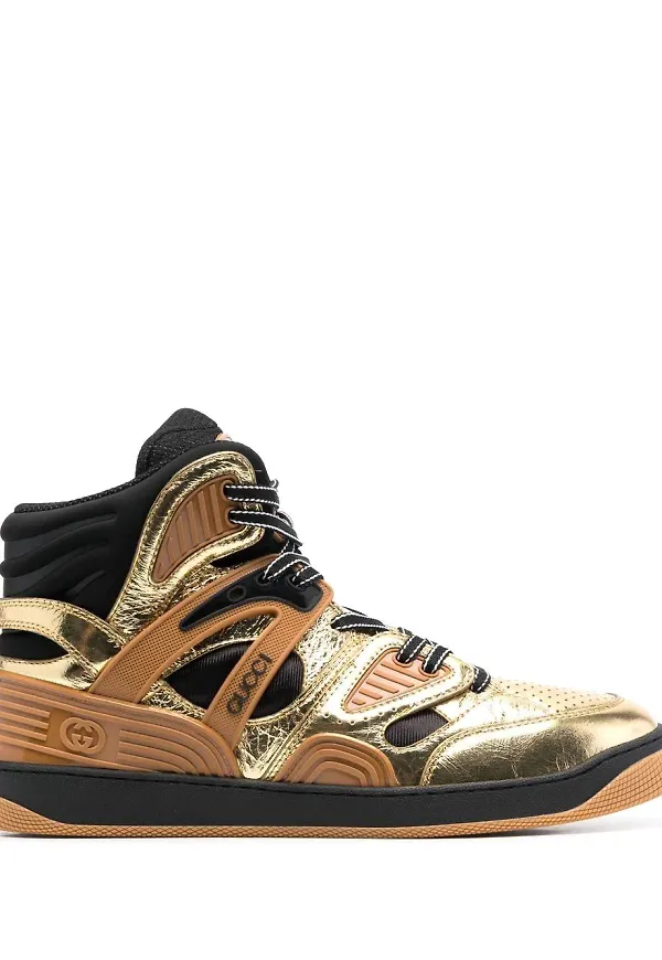 Gucci Basket höga träningsskor - Guldfärgad