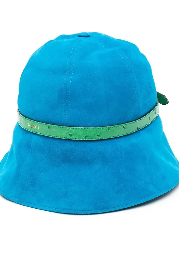 Gucci belt-detail leather bucket hat - Blå