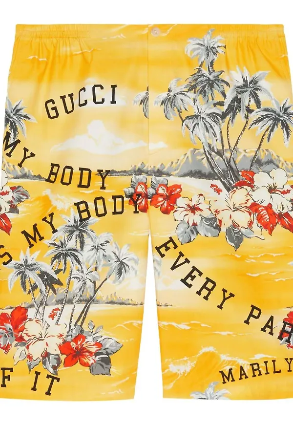 Gucci bermudashorts med palmtryck - Gul
