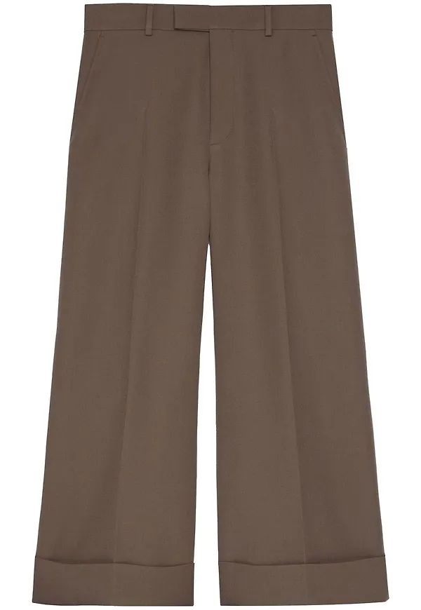 Gucci beskurna gabardinbyxor - Brun