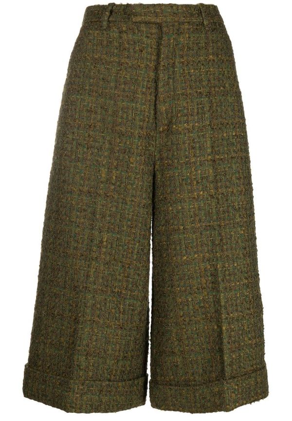 Gucci beskurna tweedbyxor - Grön