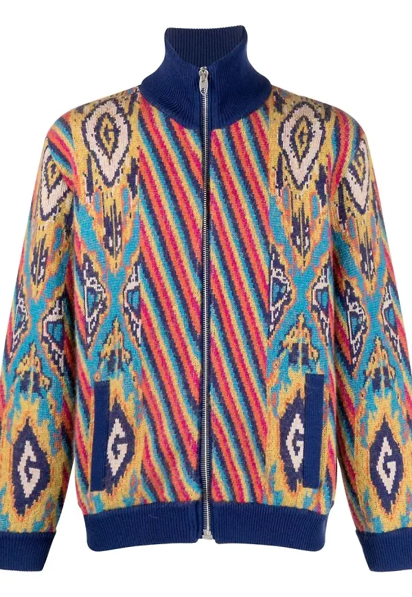 Gucci bikerjacka med abstrakt mönster - Blå