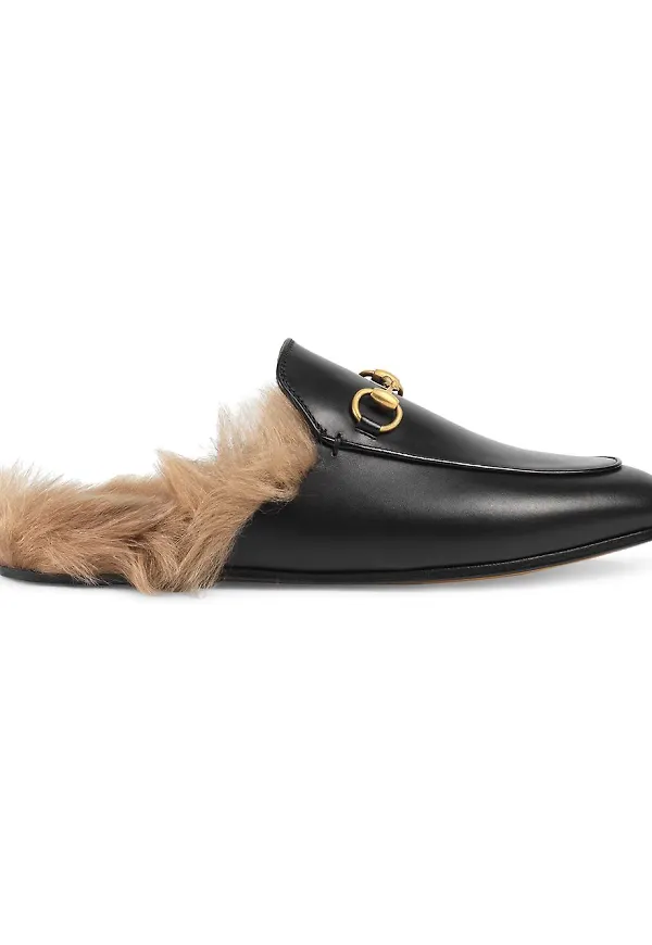 Gucci Black Princetown slip-ons - Svart