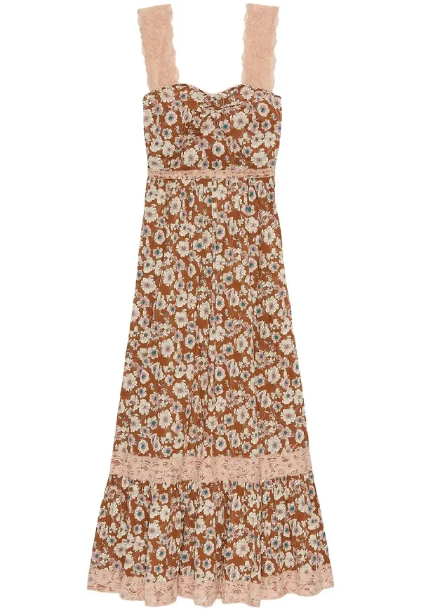 Gucci blommig klänning - Brun