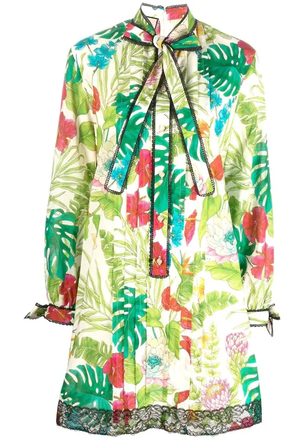 Gucci blommig klänning - Grön