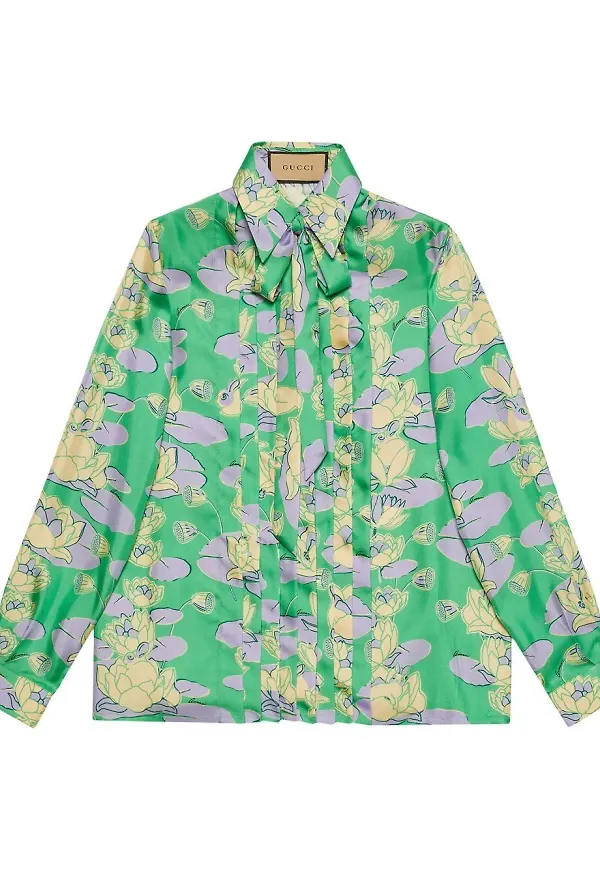 Gucci blommig knytblus - Grön