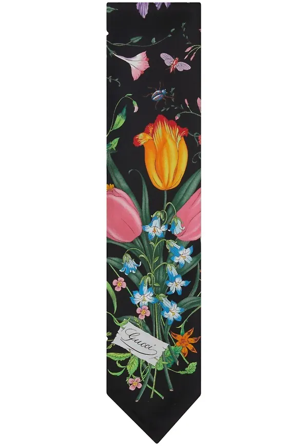 Gucci blommig sidensjal - Svart