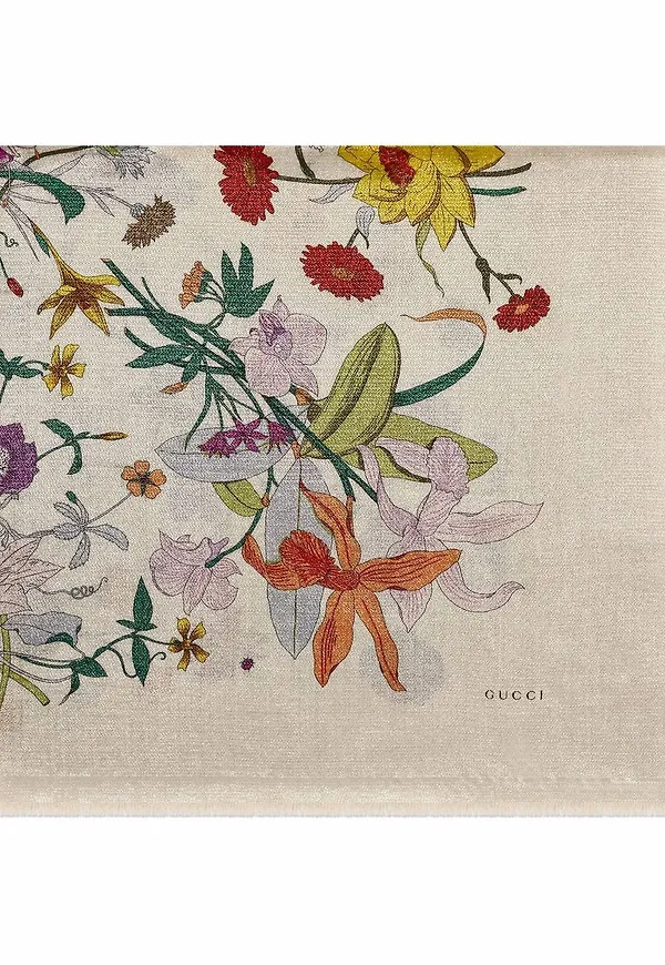 Gucci blommig sjal - Neutral