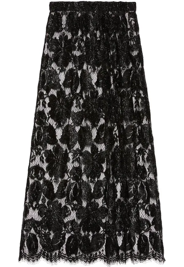 Gucci blommig spetskjol med strass - Svart