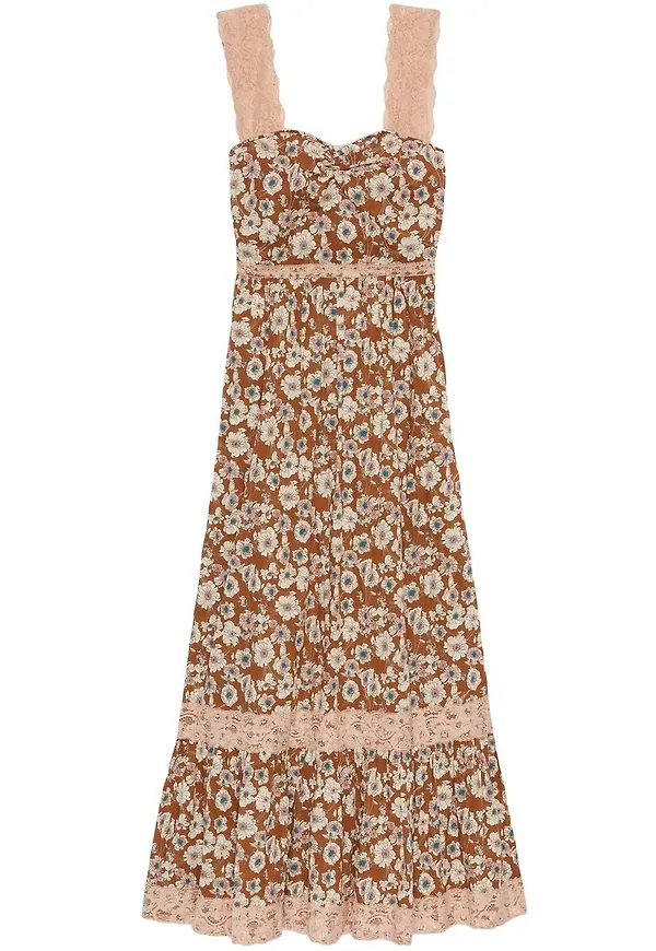Gucci blommig ärmlös klänning - Brun