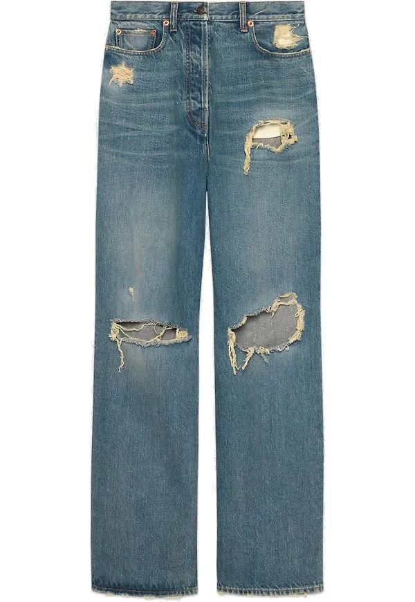 Gucci boyfriend-jeans med slitning - Blå