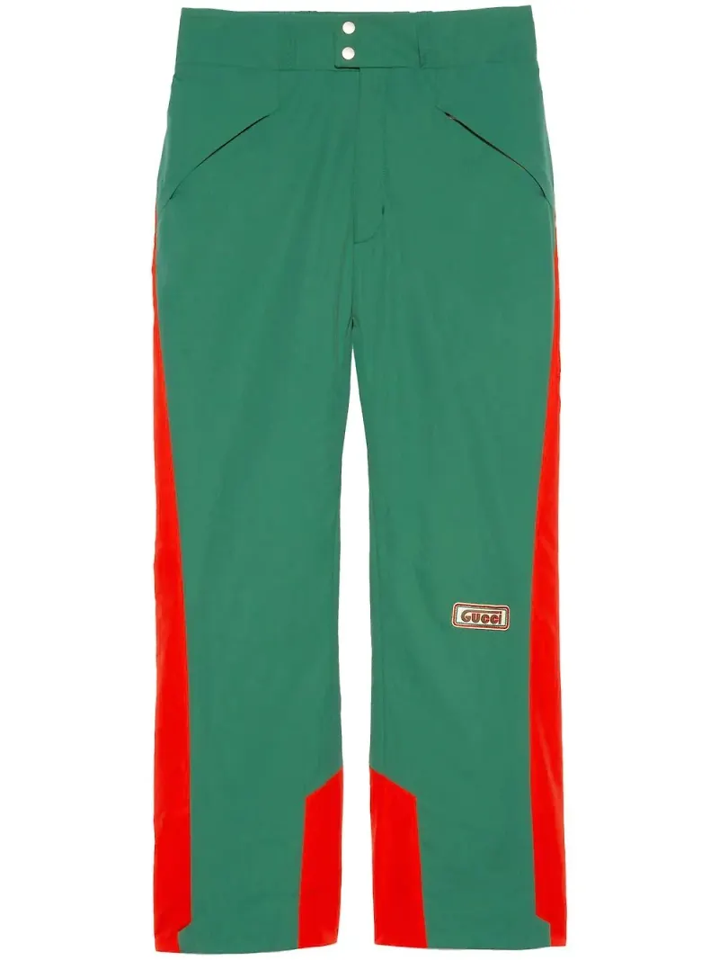 Gucci byxor med logotypmärke - Grön